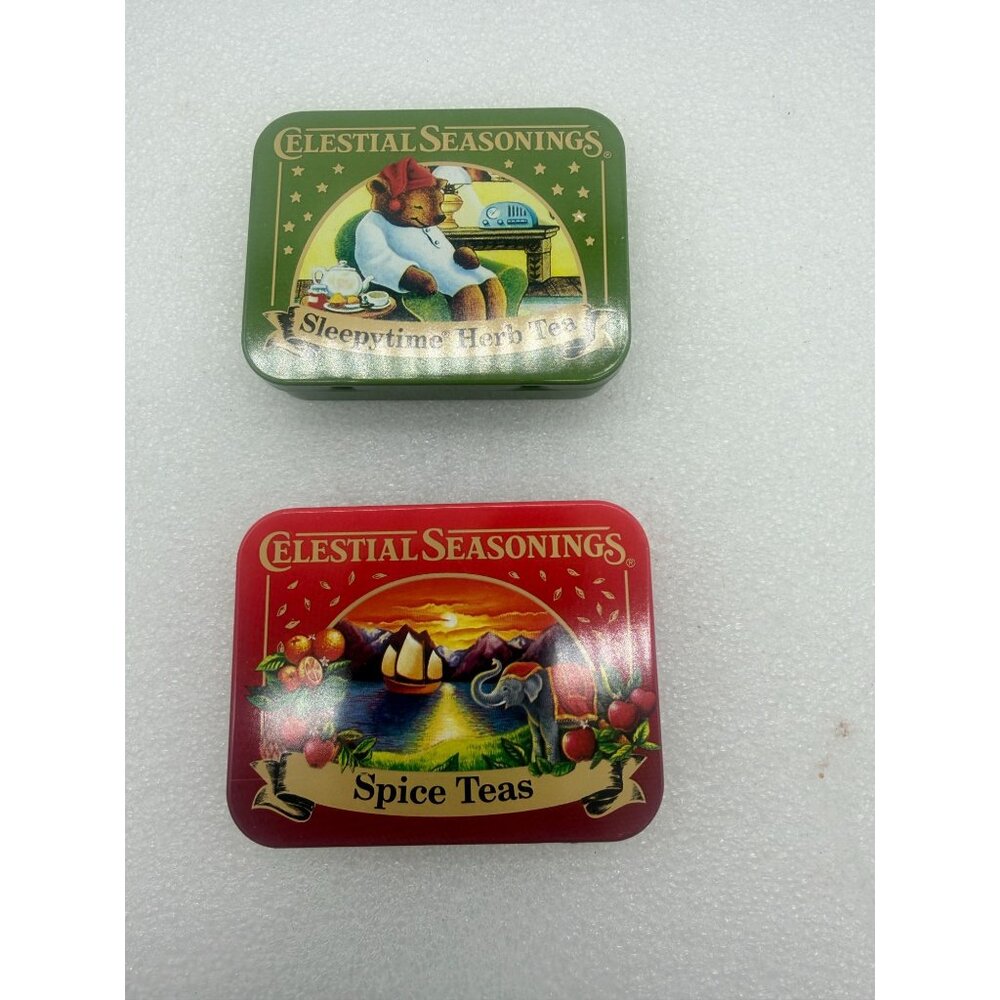 Set of Two Collectible Celestial Seasonings Small Empty Tea Tins Sleepytime & Sp